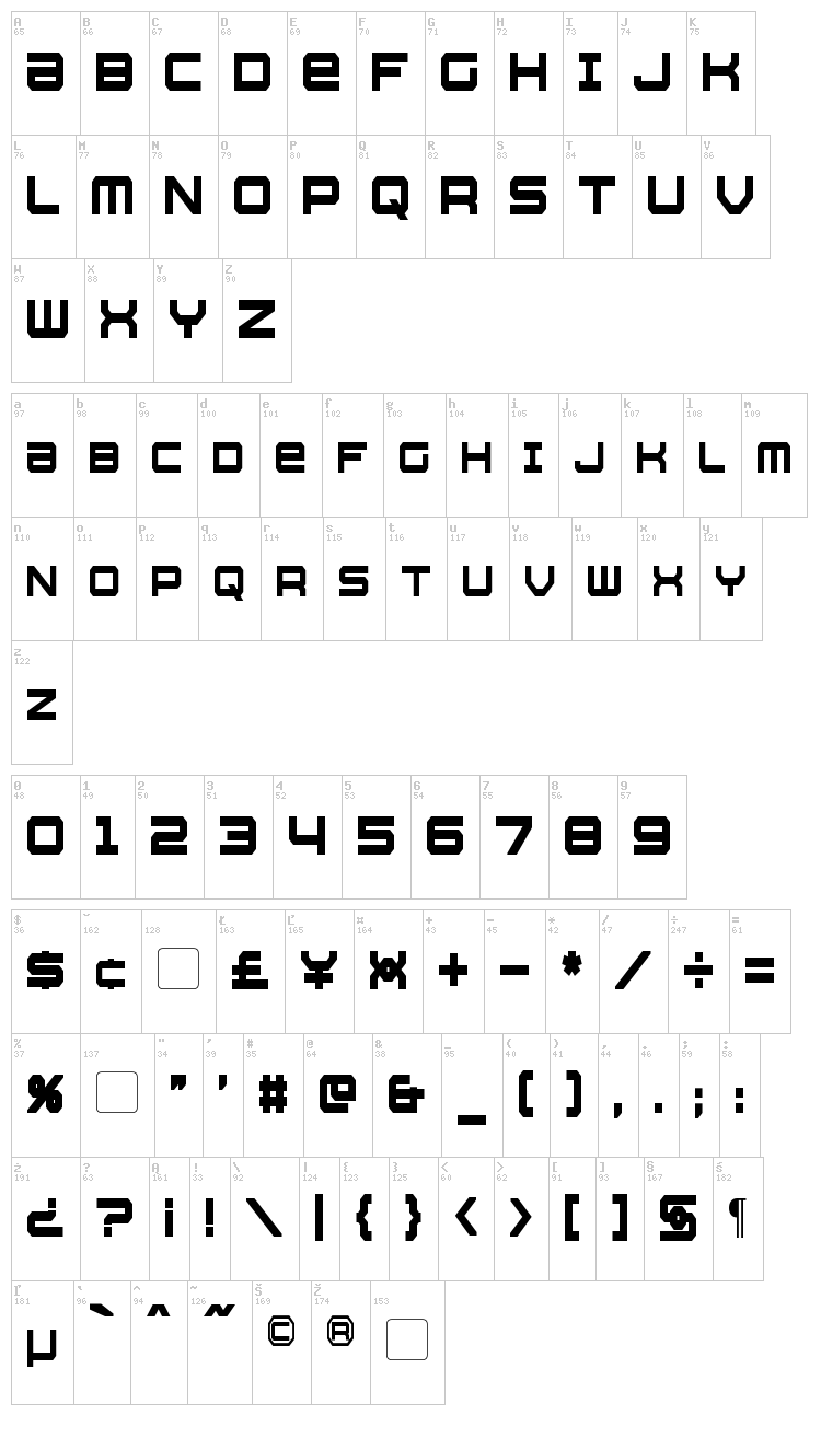 Whittle font map